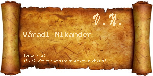 Váradi Nikander névjegykártya